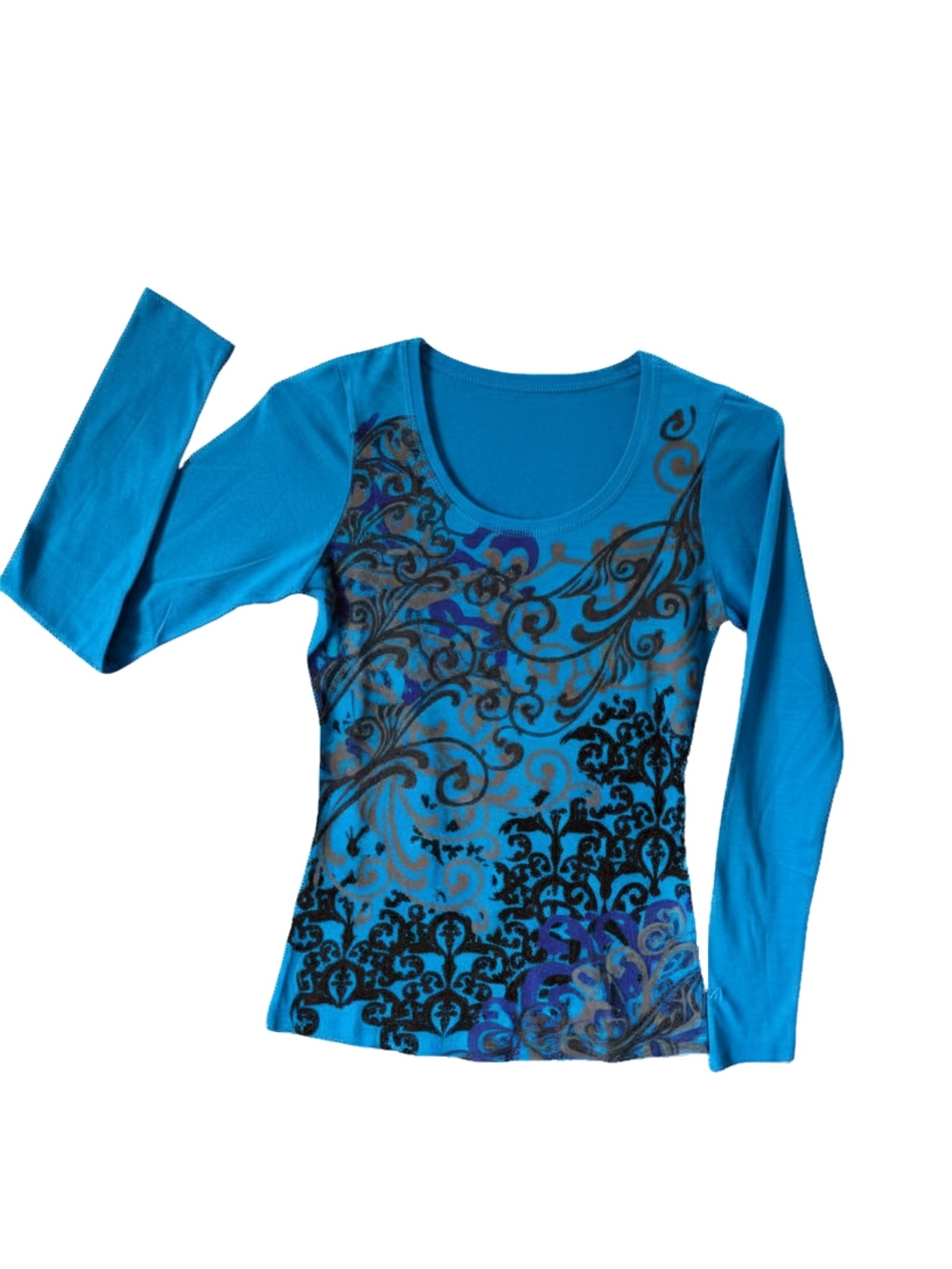 Such A Tees By RICKYS Bright Blue Long-Sleeve Scoop Neck Top Sz XS